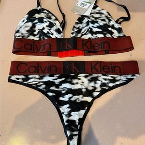 Calvin Klein Black and White Bralette and Panty Set